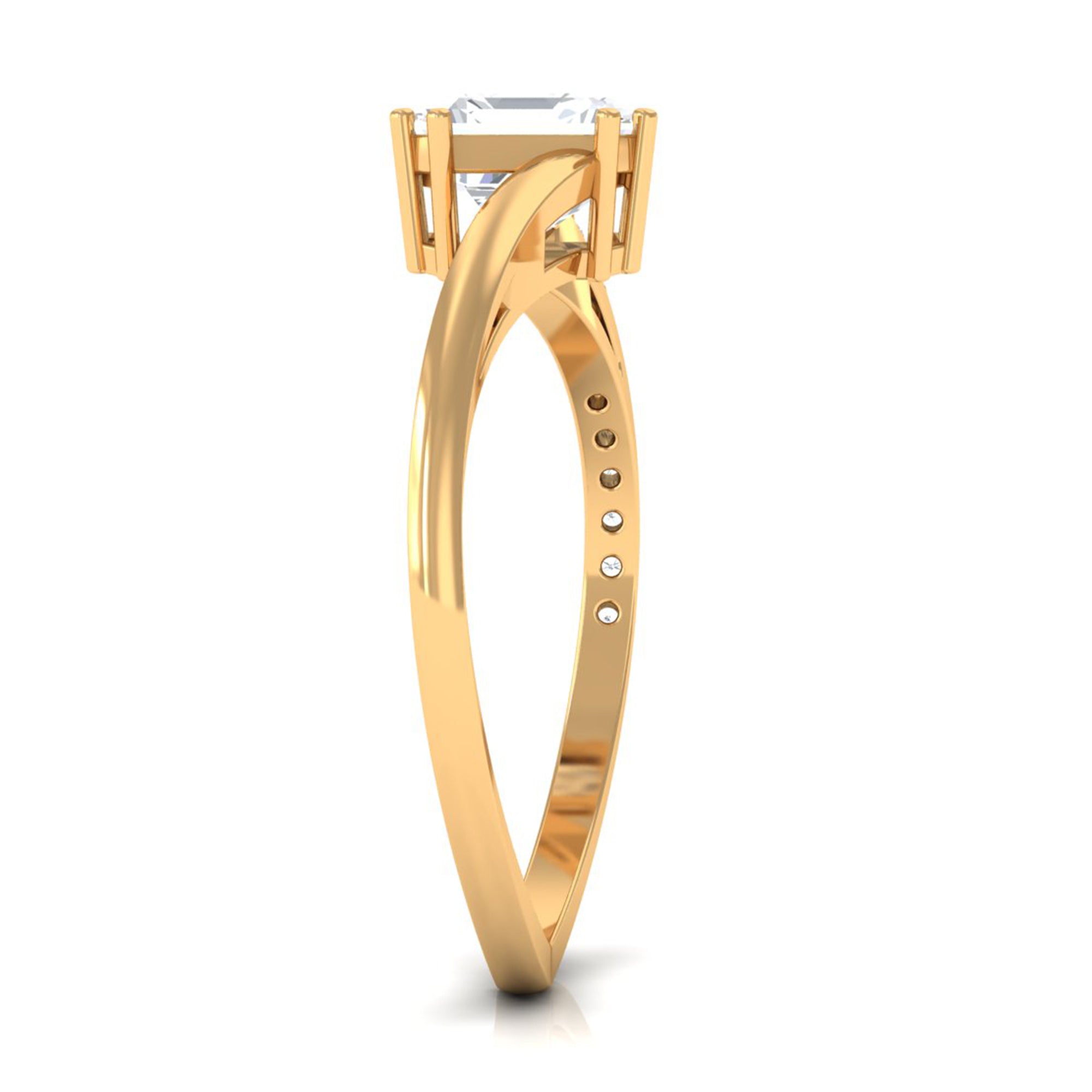 1.75 CT Asscher Cut Solitaire Zircon Bypass Engagement Ring AAAA - Rosec Jewels