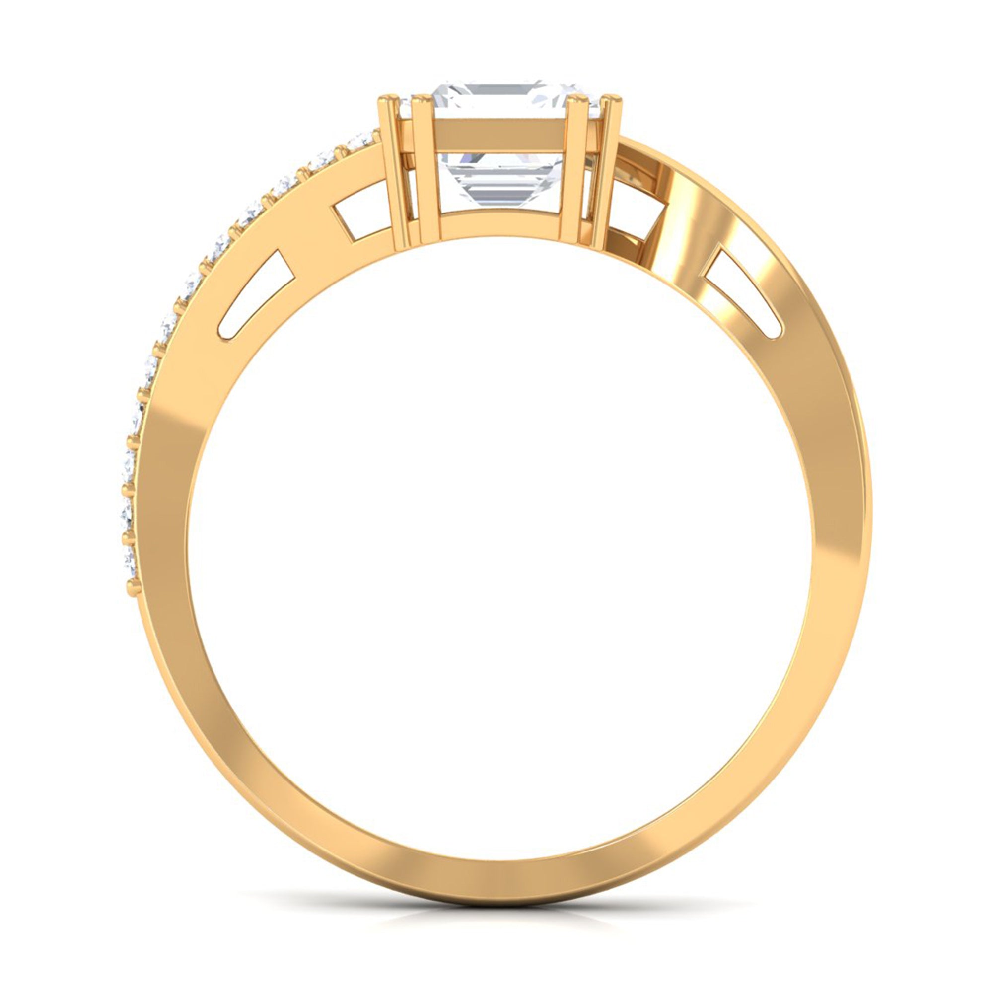 1.75 CT Asscher Cut Solitaire Zircon Bypass Engagement Ring AAAA - Rosec Jewels