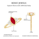 Vintage Style 0.75 Carat Ruby Marquise Engagement Ring with Diamond Trio AAA - Rosec Jewels