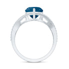Rosec Jewels-London Blue Topaz and Diamond Heart Engagement Ring in Crossover Band