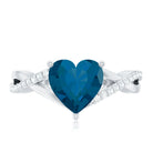 Rosec Jewels-London Blue Topaz and Diamond Heart Engagement Ring in Crossover Band
