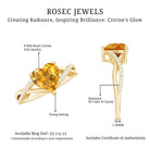Natural 8mm Citrine Heart Engagement Ring with Diamond Crossover Shank AAA - Rosec Jewels