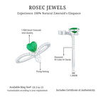 Rosec Jewels-Designer Emerald Heart Engagement Ring with Diamond