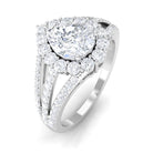 Pear Cut Zircon Statement Engagement Ring AAAA - Rosec Jewels