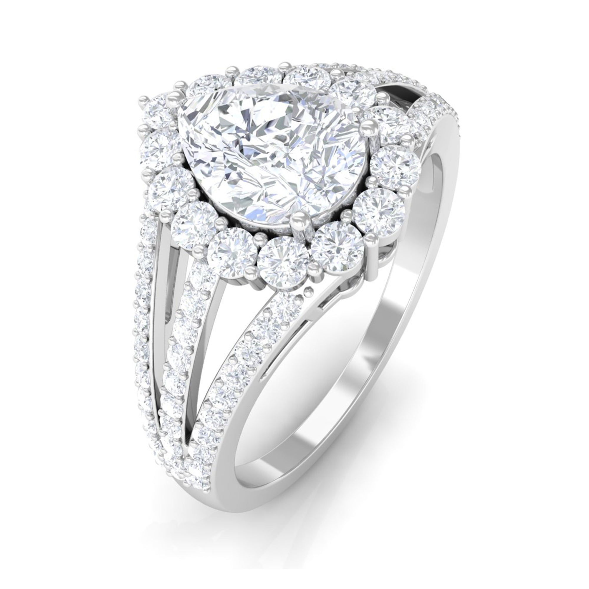 Pear Cut Zircon Statement Engagement Ring AAAA - Rosec Jewels