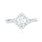 1.75 CT Bypass Shank Round Zircon Flower Engagement Ring AAAA - Rosec Jewels