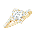 1.75 CT Bypass Shank Round Zircon Flower Engagement Ring AAAA - Rosec Jewels