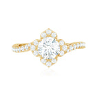 1.75 CT Bypass Shank Round Zircon Flower Engagement Ring AAAA - Rosec Jewels