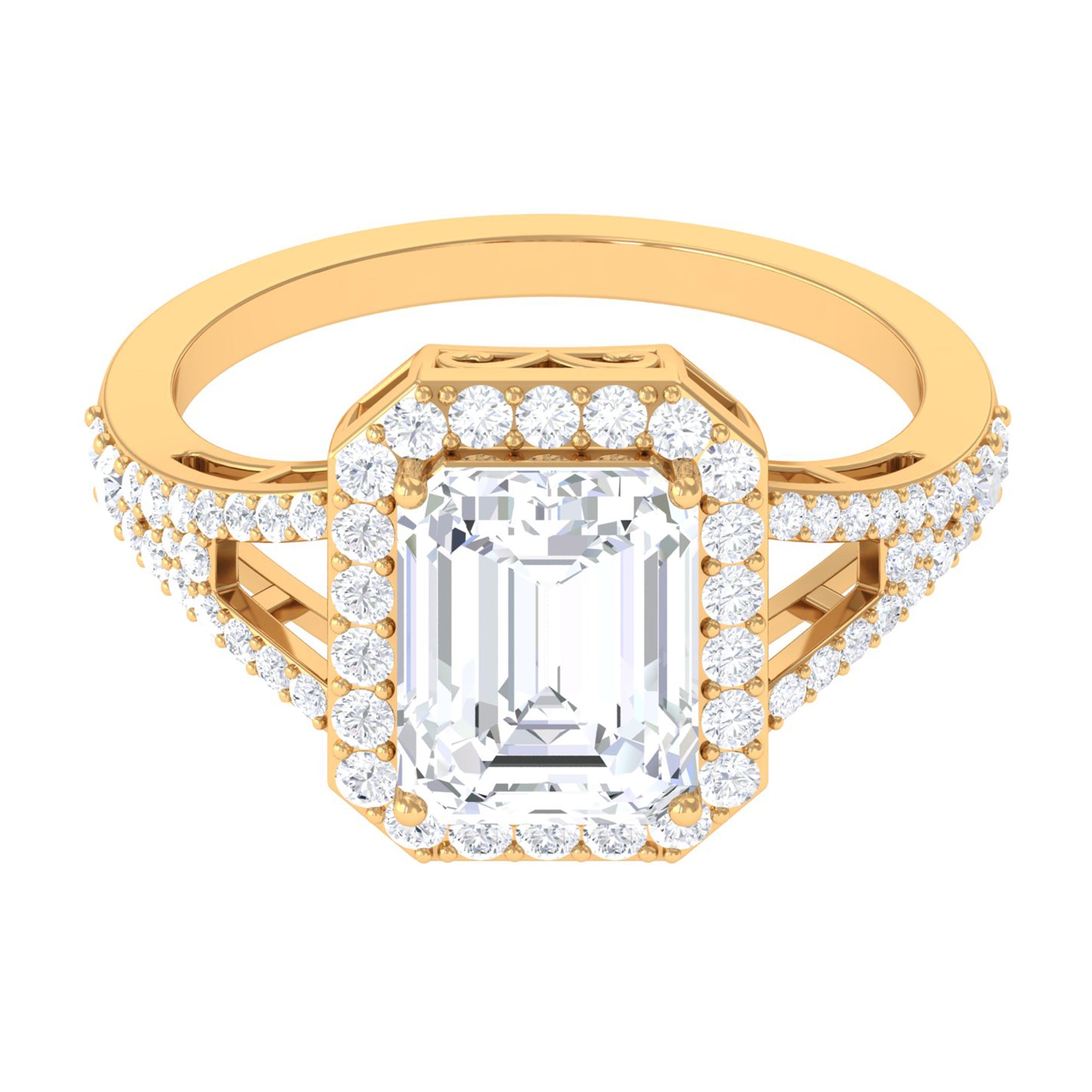 5 CT Split Shank Octagon Cut Zircon Statement Engagement Ring AAAA - Rosec Jewels