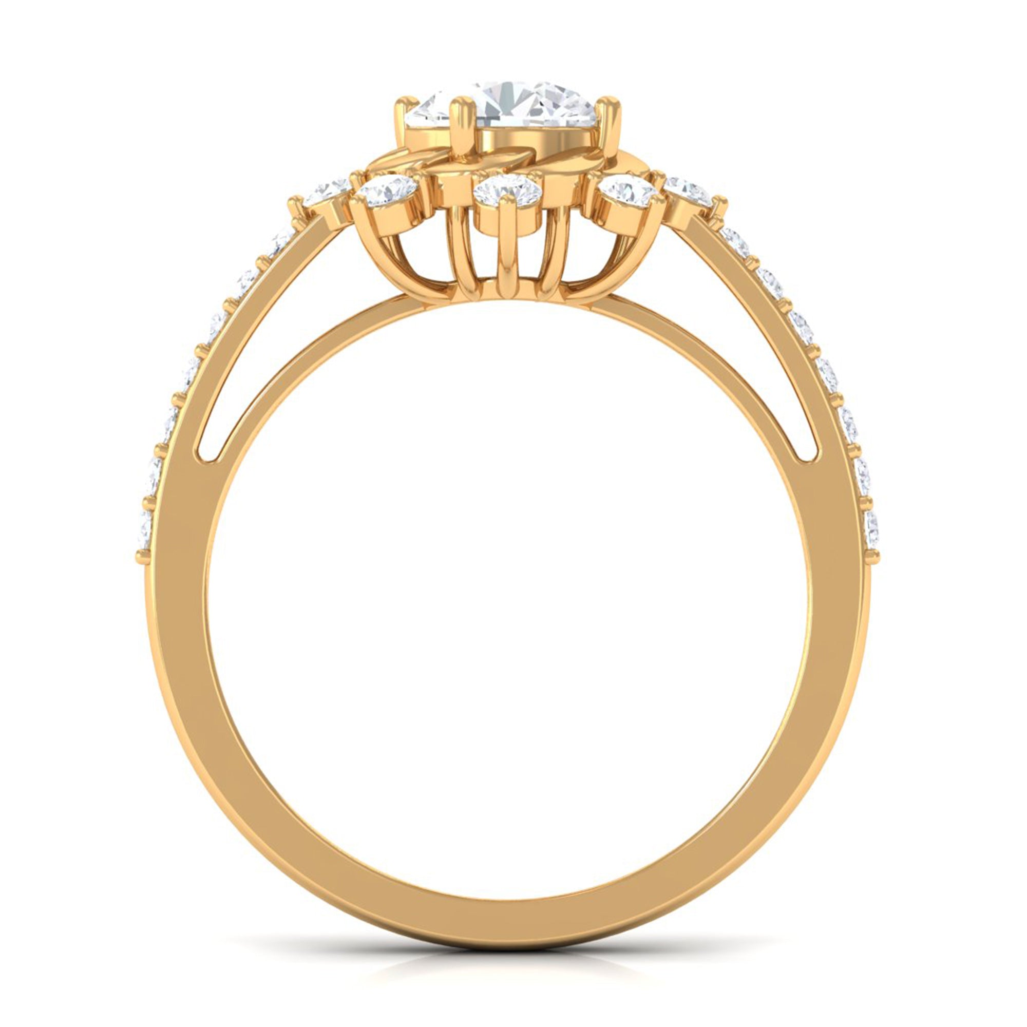 Round Cubic Zirconia Designer Engagement Ring AAAA - Rosec Jewels