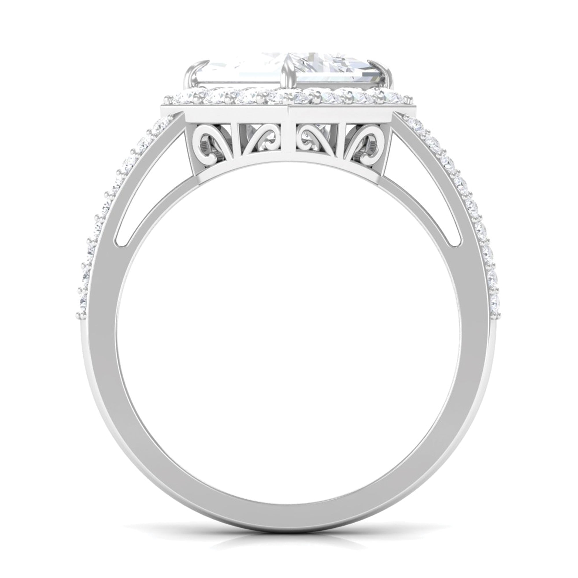 Classic Princess Cut Zircon Engagement Ring with Side Stones AAAA - Rosec Jewels