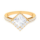 Classic Princess Cut Zircon Engagement Ring with Side Stones AAAA - Rosec Jewels