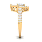 Classic Princess Cut Zircon Engagement Ring with Side Stones AAAA - Rosec Jewels