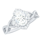2.25 CT Crossover Shank Oval Zircon Flower Engagement Ring AAAA - Rosec Jewels
