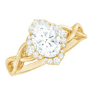 2.25 CT Crossover Shank Oval Zircon Flower Engagement Ring AAAA - Rosec Jewels