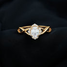 2.25 CT Crossover Shank Oval Zircon Flower Engagement Ring AAAA - Rosec Jewels