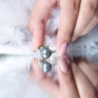 Real Tahitian Pearl Solitaire Engagement Ring with Diamond AAA - Rosec Jewels