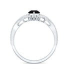 Designer Black Opal Teardrop Crossover Ring with Diamond AAA - Rosec Jewels