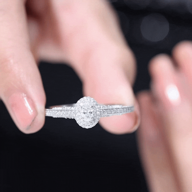 Vintage Inspired Lab Grown Diamond Double Halo Engagement Ring Lab - ( EF-VS ) - Rosec Jewels