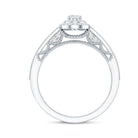 Vintage Inspired Lab Grown Diamond Double Halo Engagement Ring Lab - ( EF-VS ) - Rosec Jewels