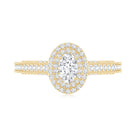 Vintage Inspired Lab Grown Diamond Double Halo Engagement Ring Lab - ( EF-VS ) - Rosec Jewels