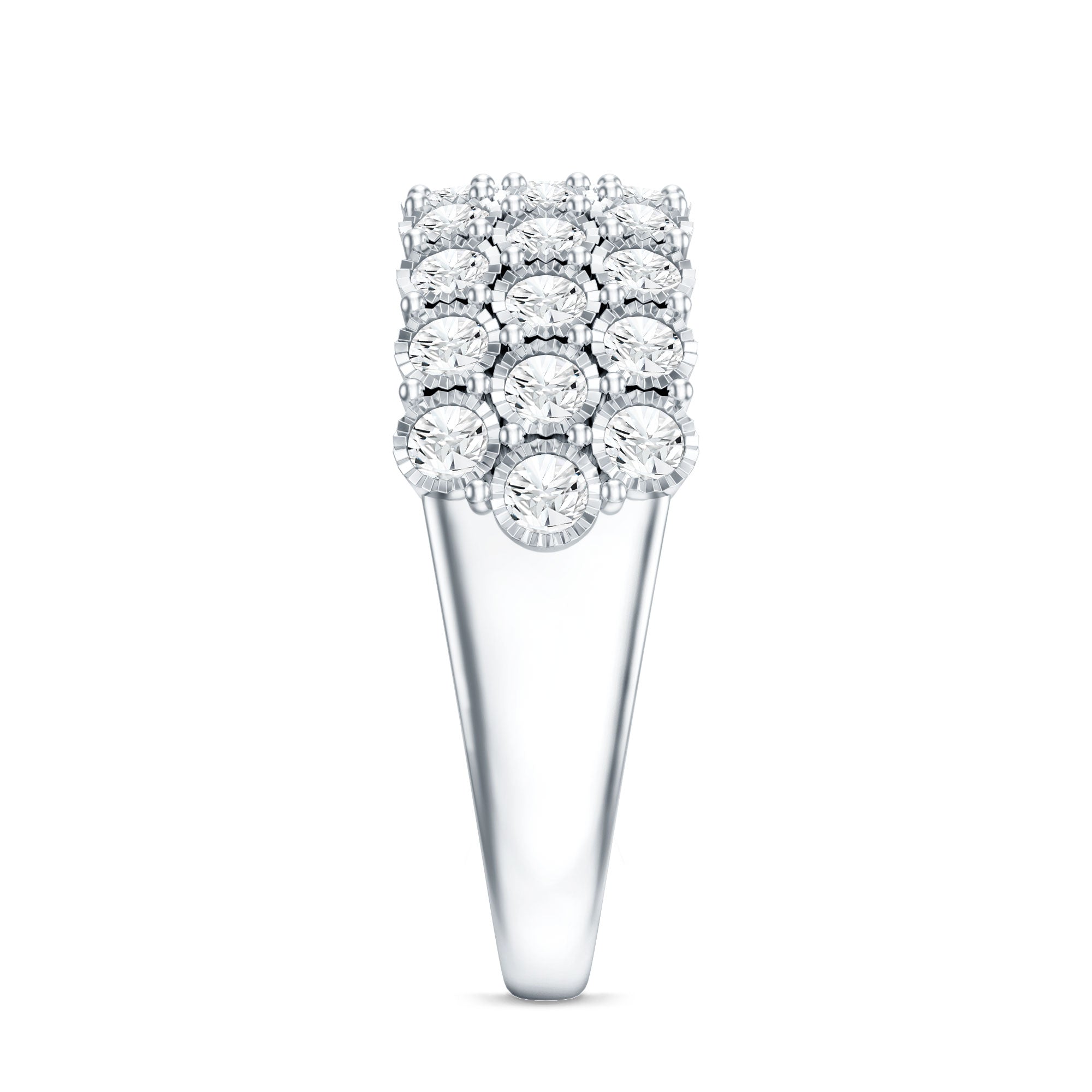 3 Row Lab Grown Diamond Wide Wedding Band with Certificate Lab - ( EF-VS ) - Rosec Jewels