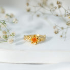 Rosec Jewels-Genuine Citrine Rose Engagement Ring with Diamonds