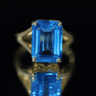 8 Carat Lab Grown London Blue Topaz Emerald Cut Engagement Ring in Silver AAAA 14K Yellow Gold Plated Silver - Rosec Jewels