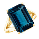 8 Carat Lab Grown London Blue Topaz Emerald Cut Engagement Ring in Silver AAAA 14K Yellow Gold Plated Silver - Rosec Jewels