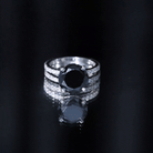 Certified 4.5 Carat Lab Grown Black and White Diamond Wedding Ring Set in Gold Plated Silver AAAA ( Synthetic ) 14K Yellow Gold Plated Silver - Rosec Jewels
