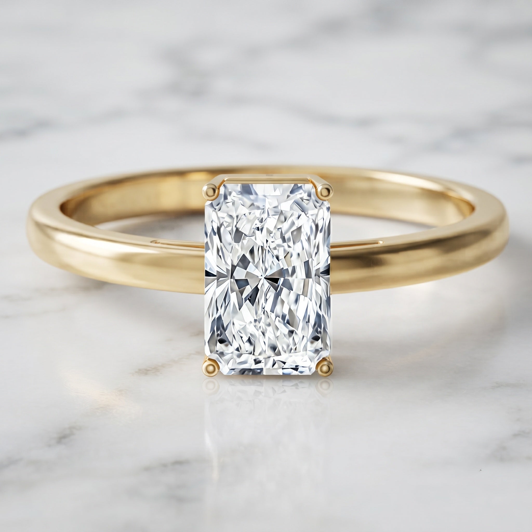 IGI Certified Solitaire Lab Grown Diamond Radiant Cut Engagement Ring 2 Carat Lab - ( E-VS1 ) - Rosec Jewels
