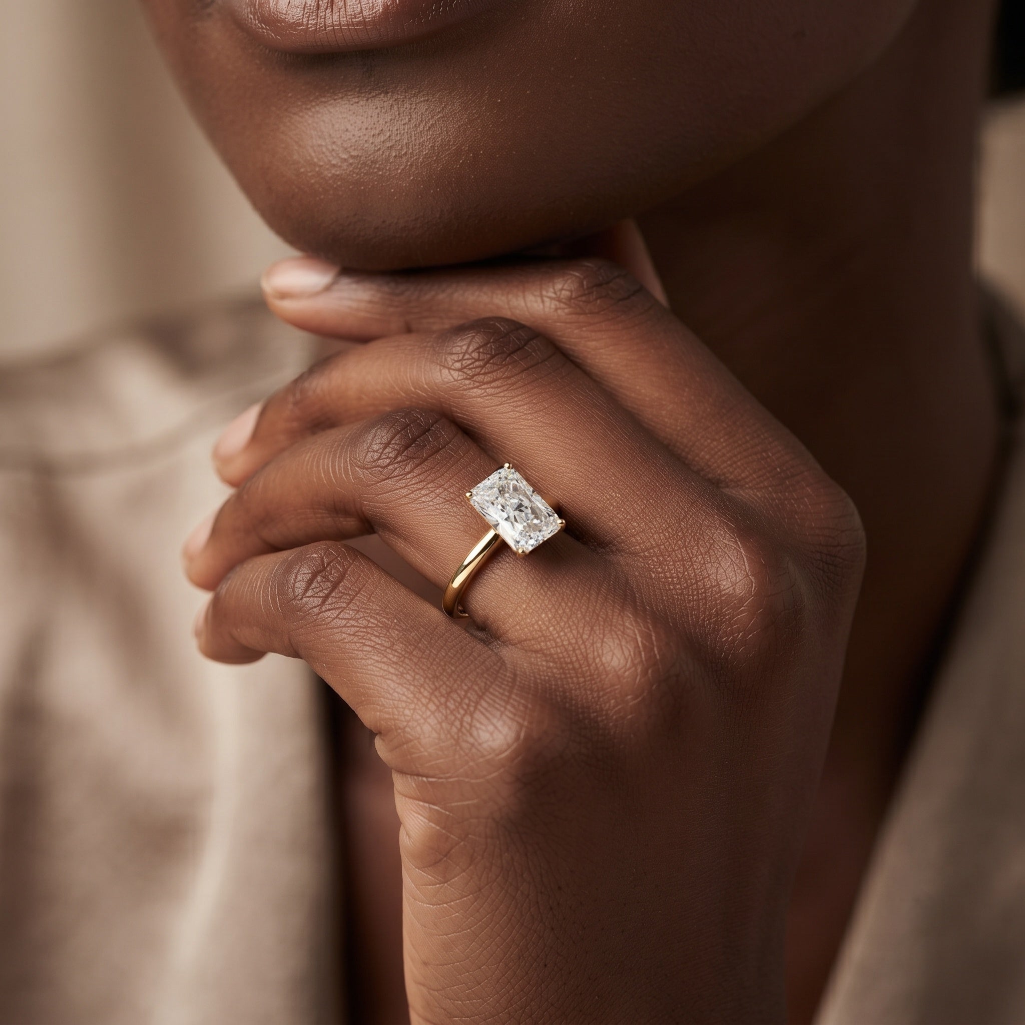 IGI Certified Solitaire Lab Grown Diamond Radiant Cut Engagement Ring 2 Carat Lab - ( E-VS1 ) - Rosec Jewels