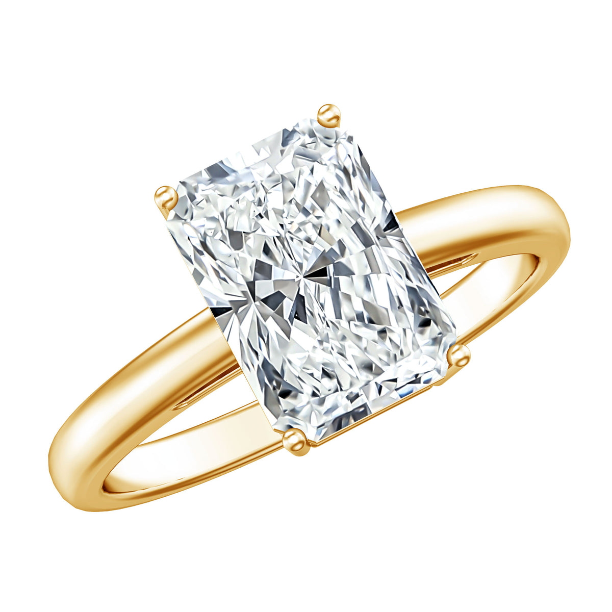 Solitaire 3 Carat Radiant Cut Lab Created Diamond Engagement Ring IGI Certified Lab - ( E-VS1 ) - Rosec Jewels