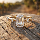 IGI Certified 2 Carat Radiant Cut Lab Grown Diamond Engagement Ring with Spaced Accent Lab - ( E-VS1 ) - Rosec Jewels