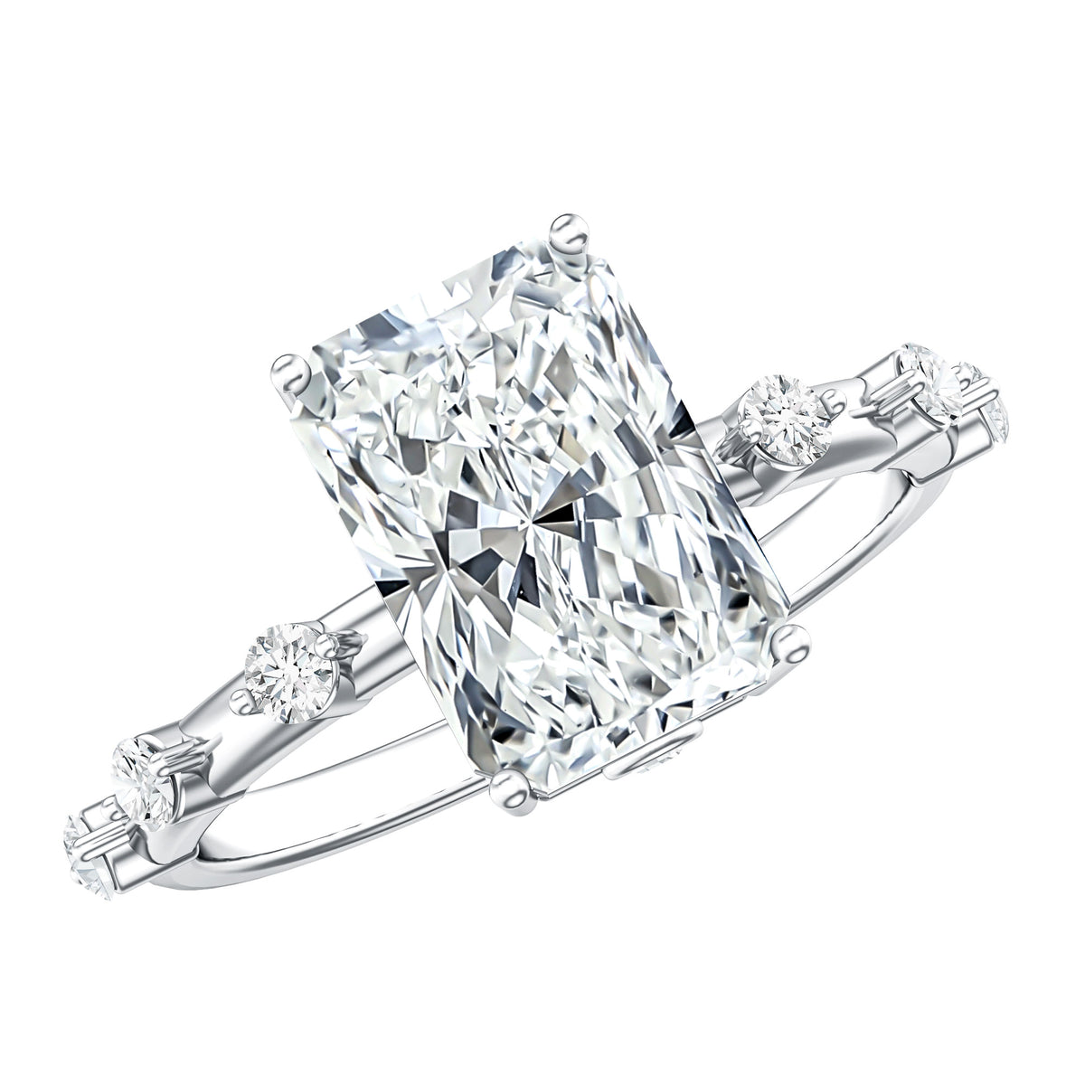 3 Carat Lab Grown Diamond Radiant Engagement Ring with IGI Certificate Lab - ( E-VS1 ) - Rosec Jewels