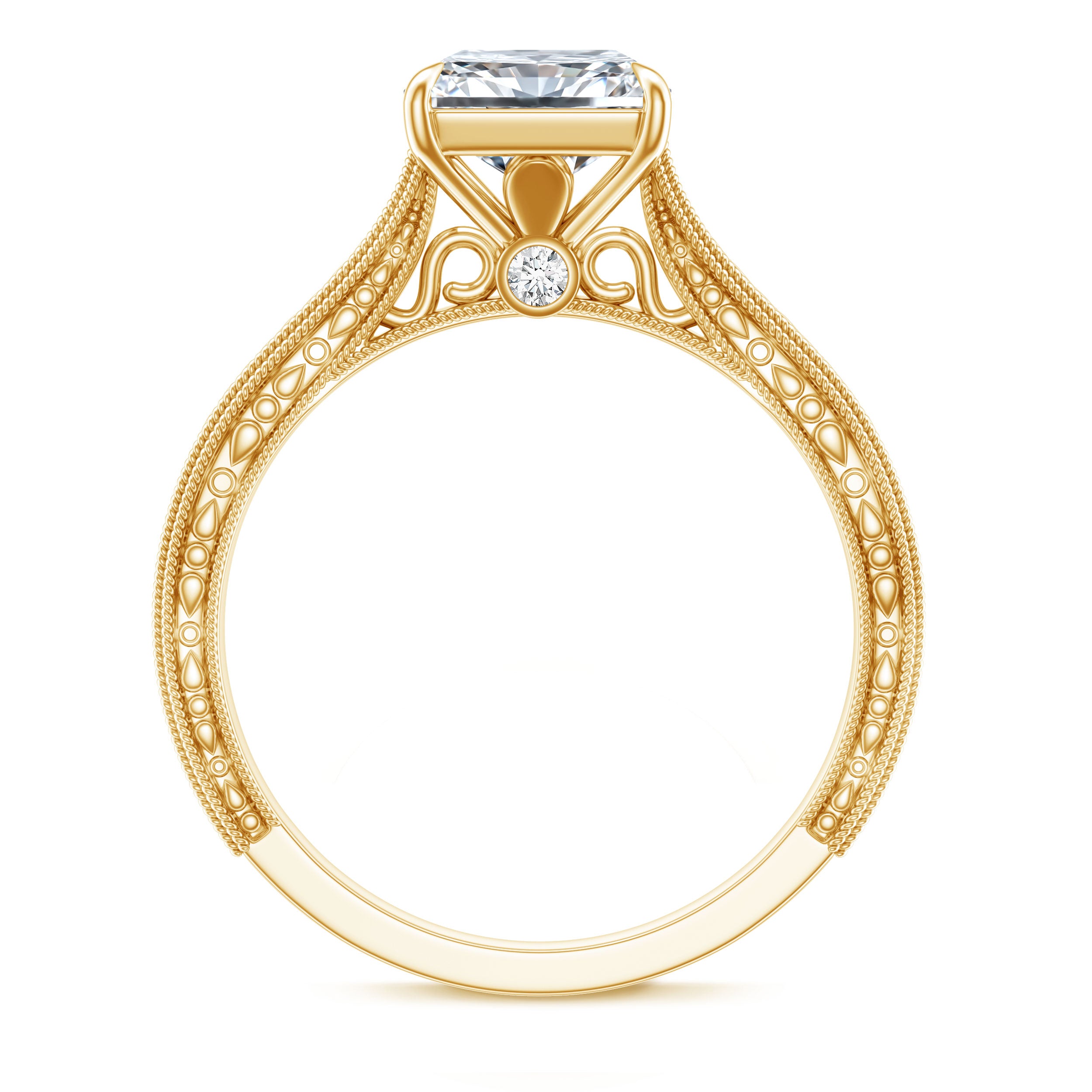 Vintage Inspired 3 Carat Radiant Cut Lab Grown Diamond Engagement Ring IGI Certified Lab - ( E-VS1 ) - Rosec Jewels