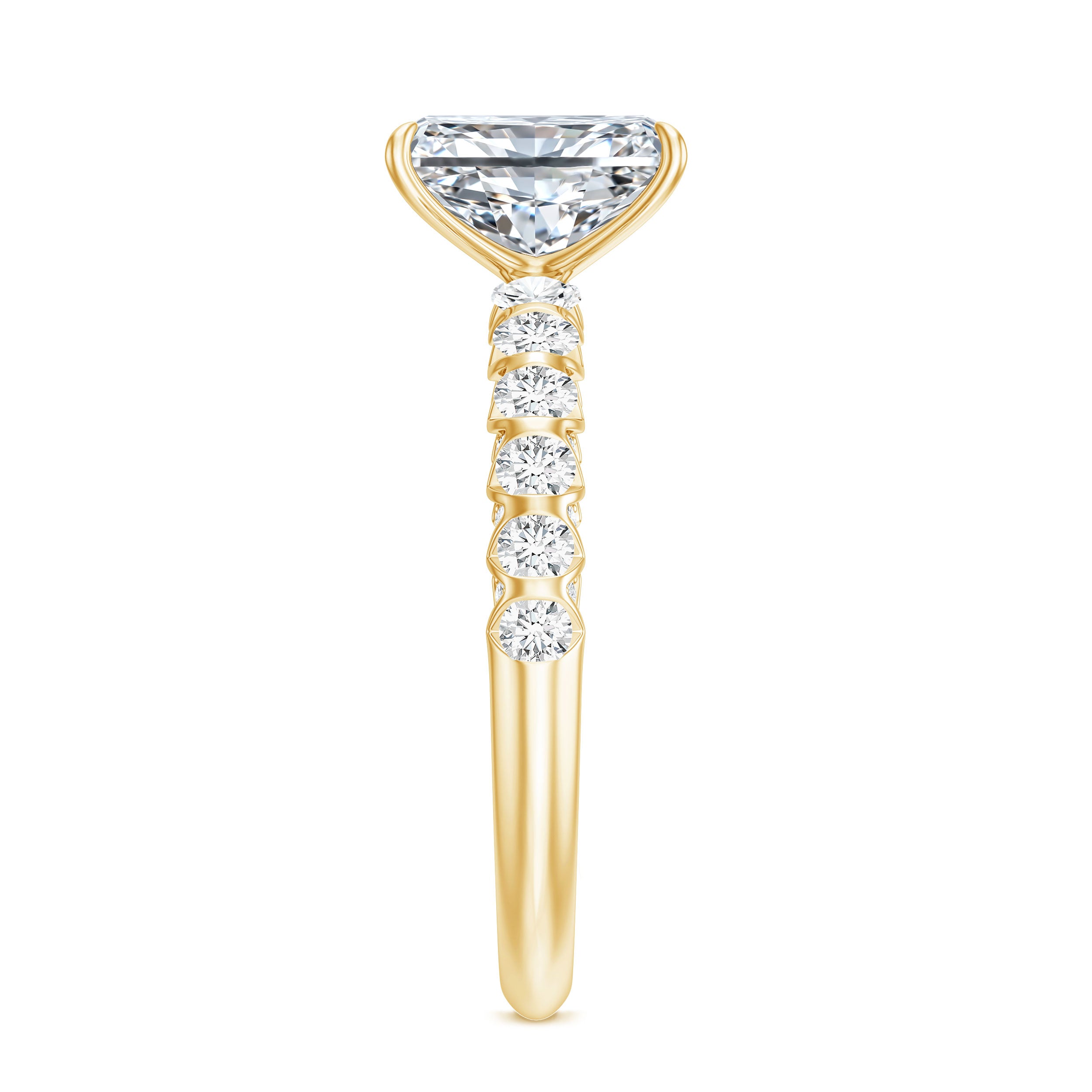 Lab Grown 2 Carat Diamond Radiant Cut Side Stone Engagement Ring IGI Certified Lab - ( E-VS1 ) - Rosec Jewels