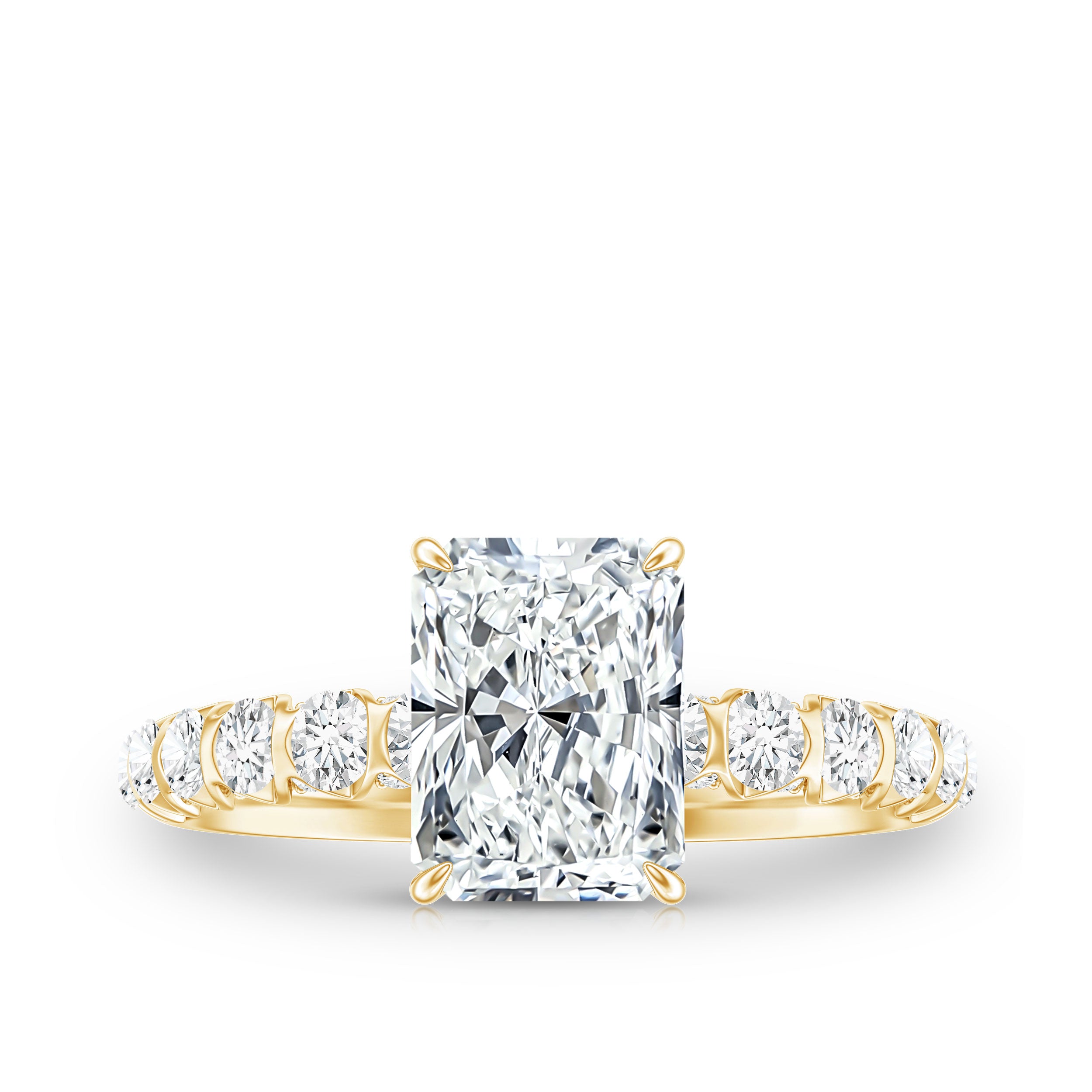 Lab Grown 2 Carat Diamond Radiant Cut Side Stone Engagement Ring IGI Certified Lab - ( E-VS1 ) - Rosec Jewels