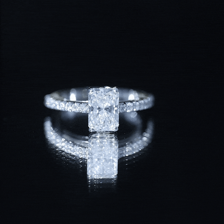 IGI Certified Radiant Cut Lab Grown Diamond Hidden Halo Engagement Ring 2 Carat Lab - ( E-VS1 ) - Rosec Jewels