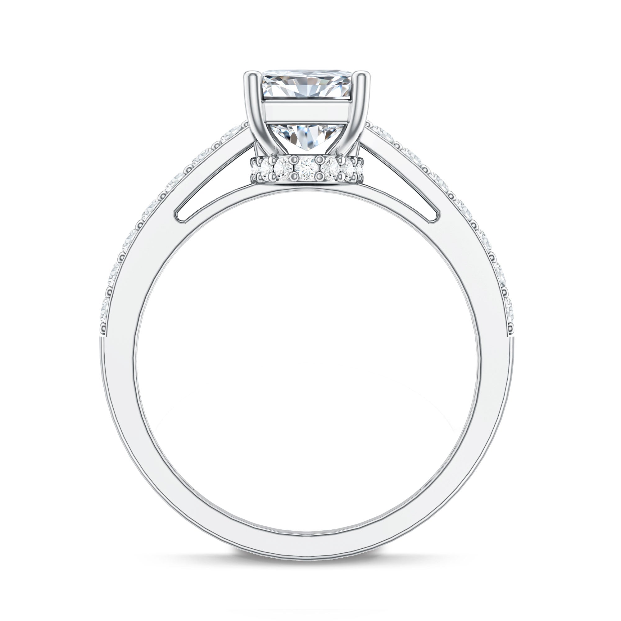 IGI Certified Radiant Cut Lab Grown Diamond Hidden Halo Engagement Ring 2 Carat Lab - ( E-VS1 ) - Rosec Jewels