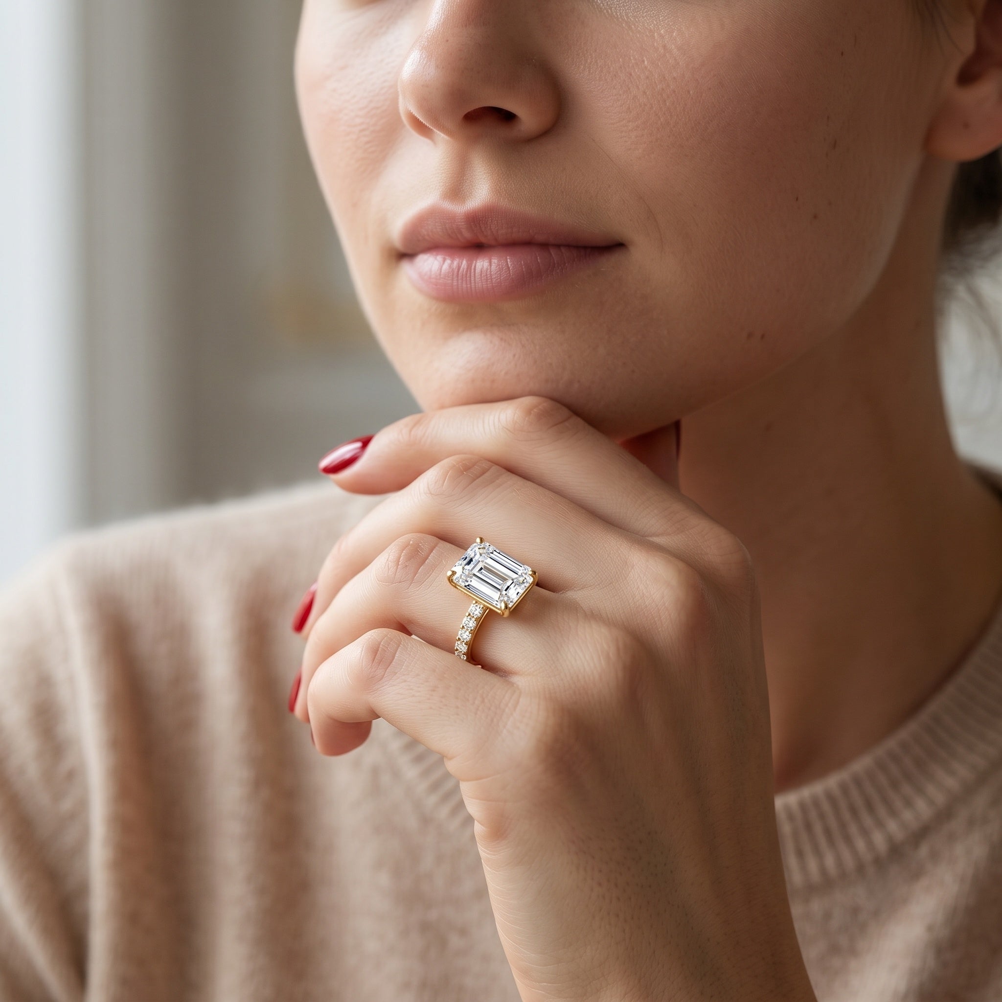 IGI Certified Radiant Cut Lab Grown Diamond Hidden Halo Engagement Ring 2 Carat Lab - ( E-VS1 ) - Rosec Jewels