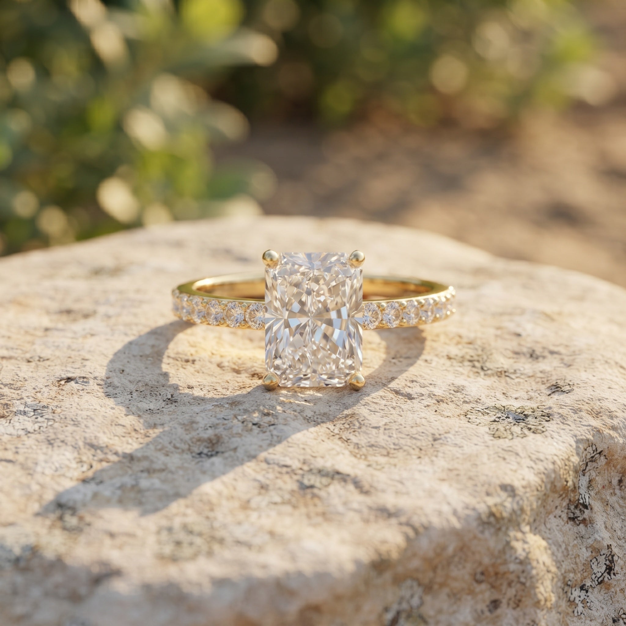 IGI Certified Radiant Cut Lab Grown Diamond Hidden Halo Engagement Ring 2 Carat Lab - ( E-VS1 ) - Rosec Jewels
