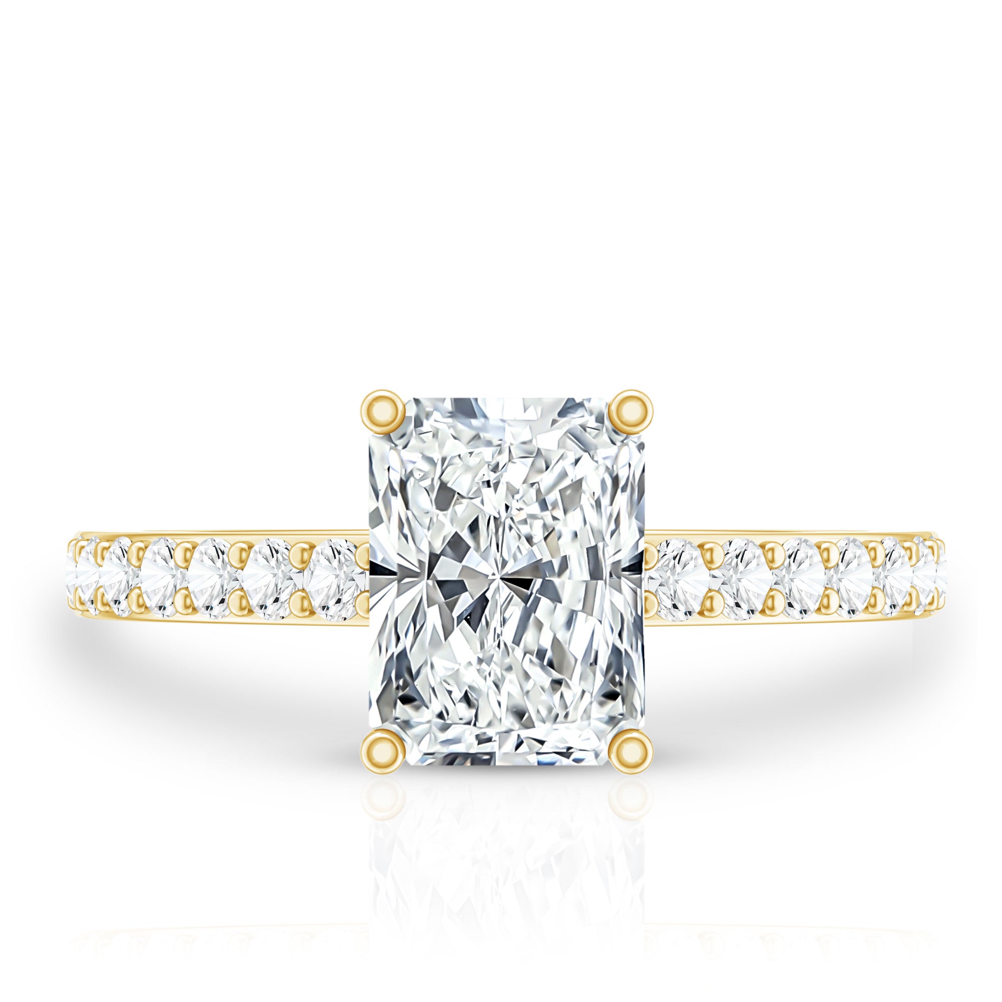 IGI Certified Radiant Cut Lab Grown Diamond Hidden Halo Engagement Ring 2 Carat Lab - ( E-VS1 ) - Rosec Jewels
