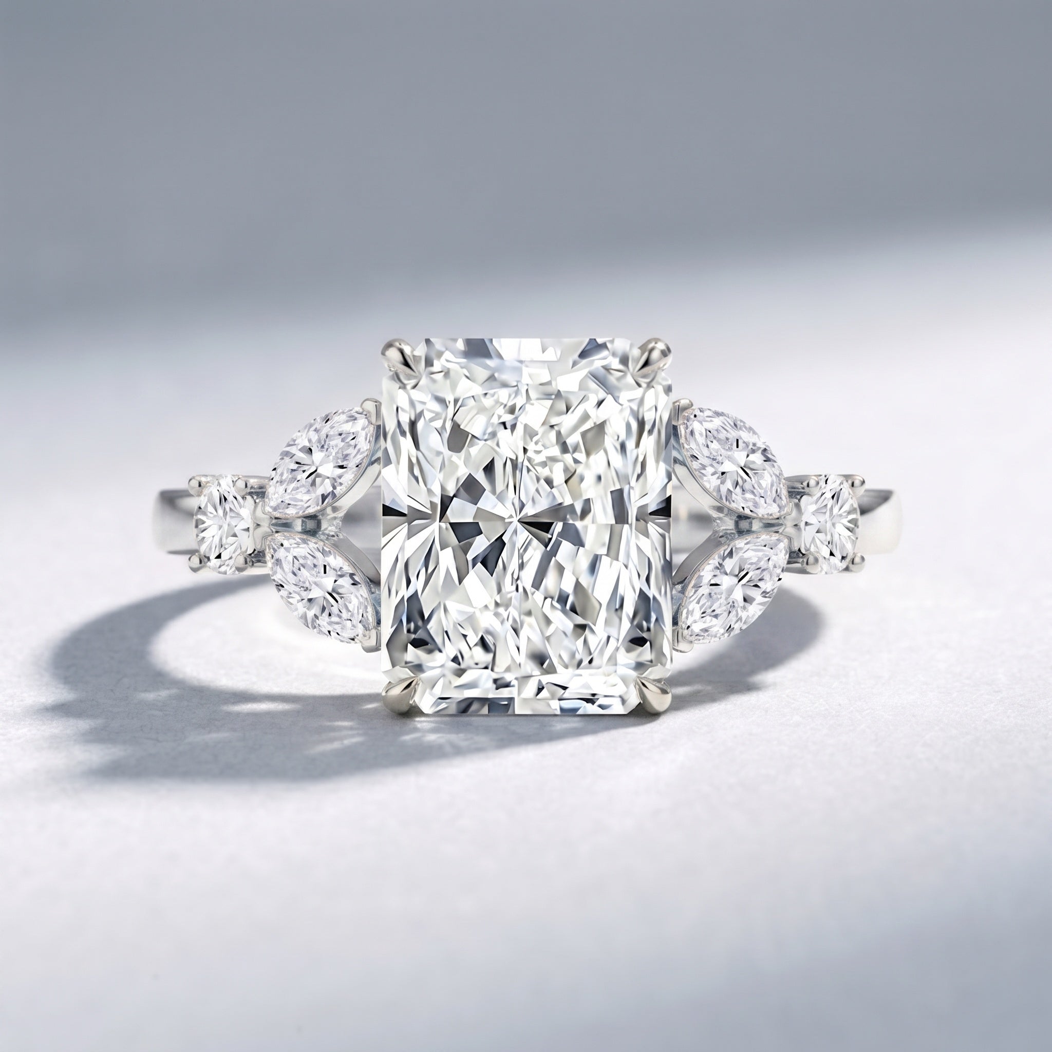 IGI Certified 2 Carat Lab Grown Diamond Engagement Ring with Radiant Cut Lab - ( E-VS1 ) - Rosec Jewels