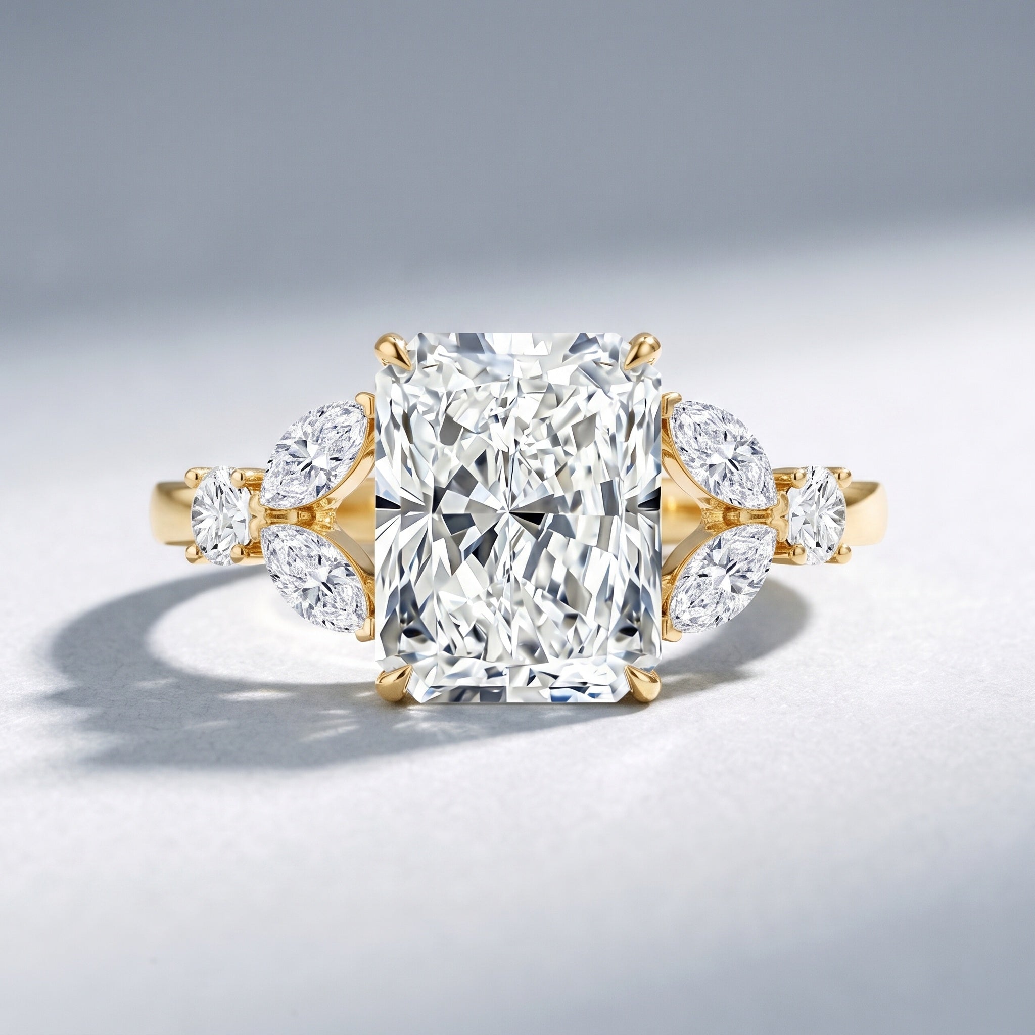 IGI Certified 2 Carat Lab Grown Diamond Engagement Ring with Radiant Cut Lab - ( E-VS1 ) - Rosec Jewels