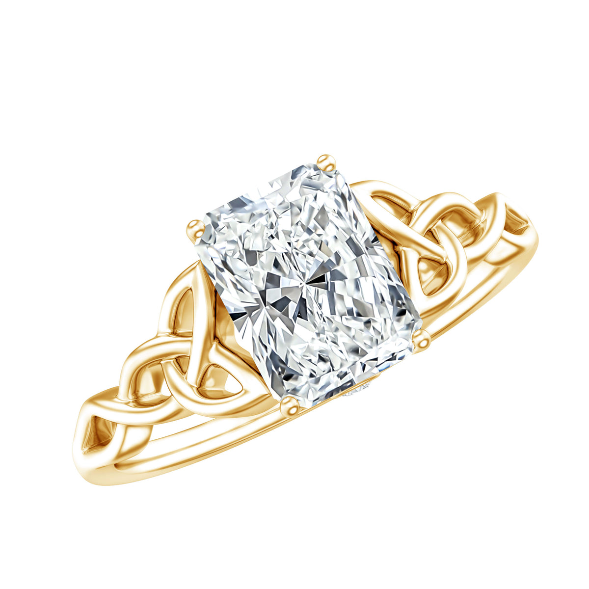 IGI Certified 2 Carat Lab Grown Diamond Radiant Cut Engagement Ring with Celtic Knot Lab - ( E-VS1 ) - Rosec Jewels