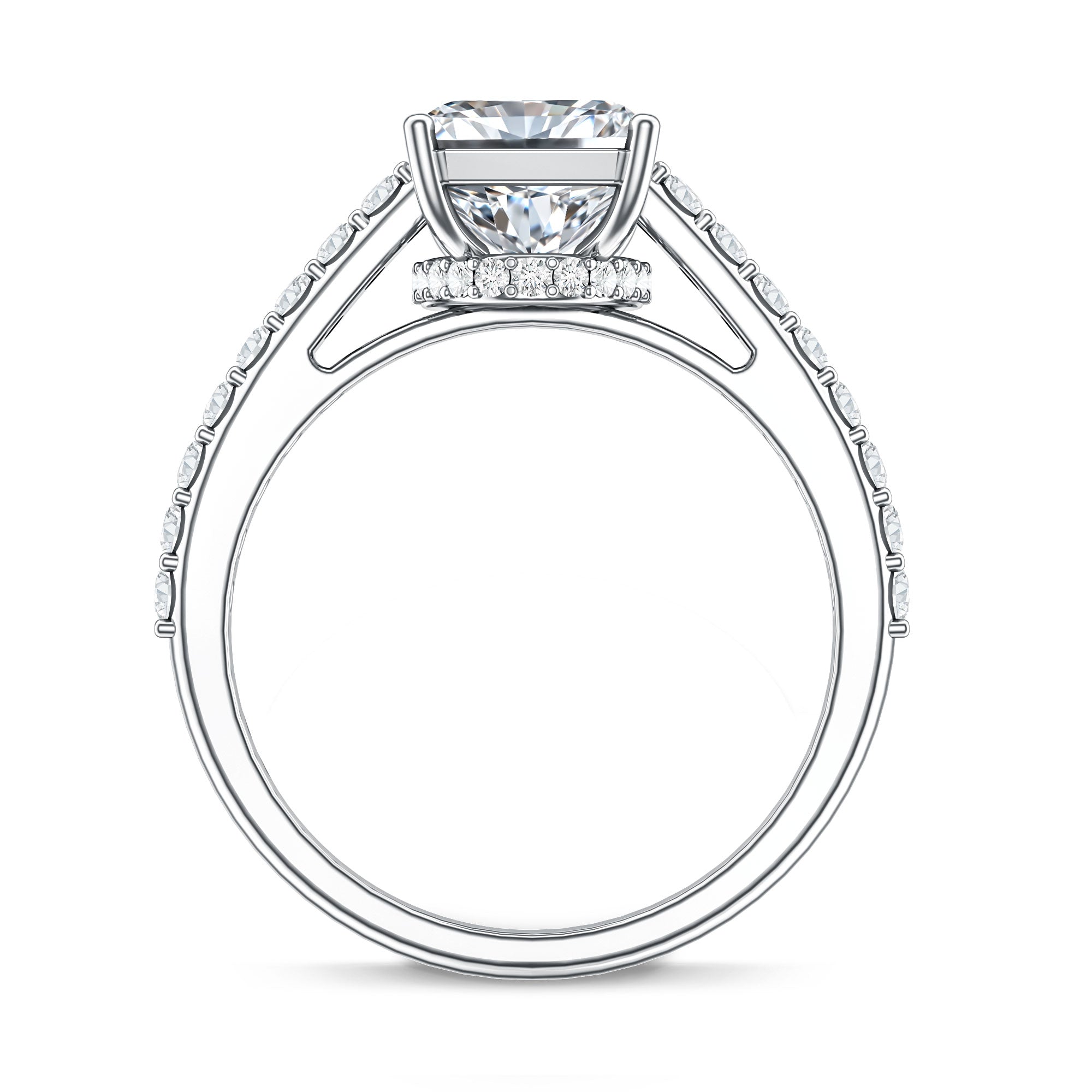 Rosec Jewels-3 Carat Radiant Cut Lab Grown Diamond Hidden Halo Engagement Ring with IGI Certificate
