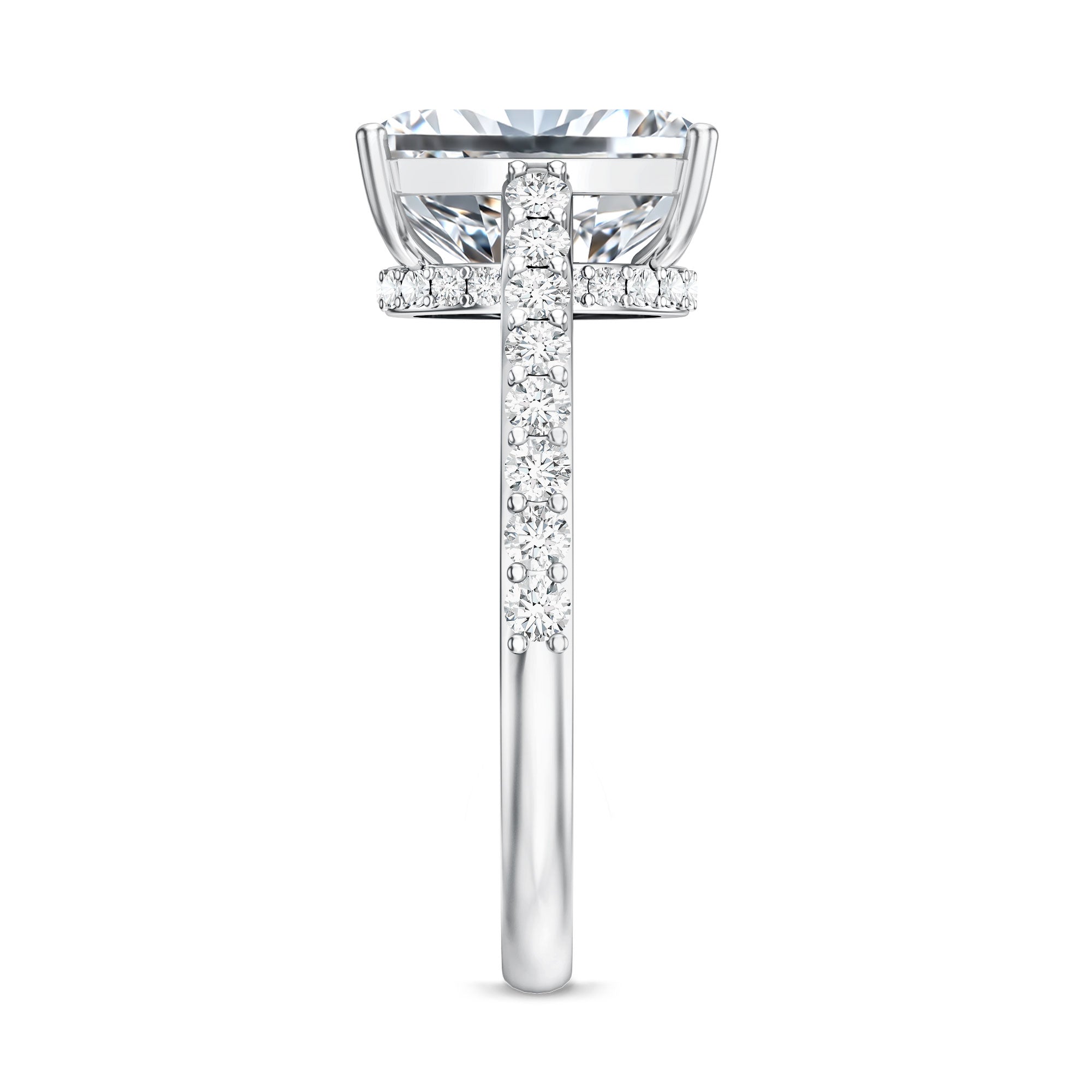 Rosec Jewels-3 Carat Radiant Cut Lab Grown Diamond Hidden Halo Engagement Ring with IGI Certificate