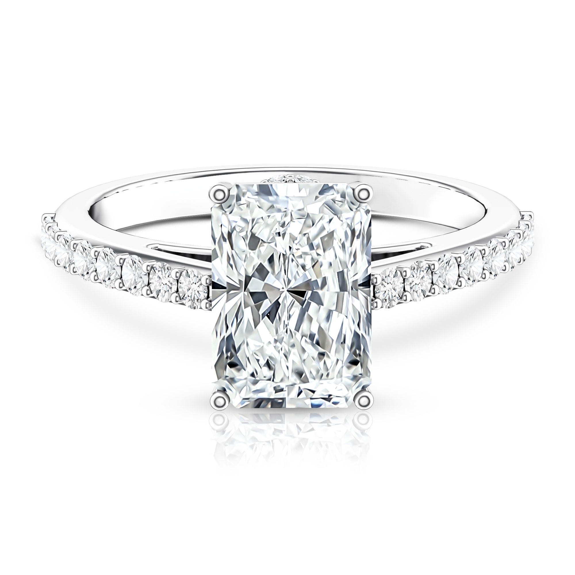 Rosec Jewels-3 Carat Radiant Cut Lab Grown Diamond Hidden Halo Engagement Ring with IGI Certificate