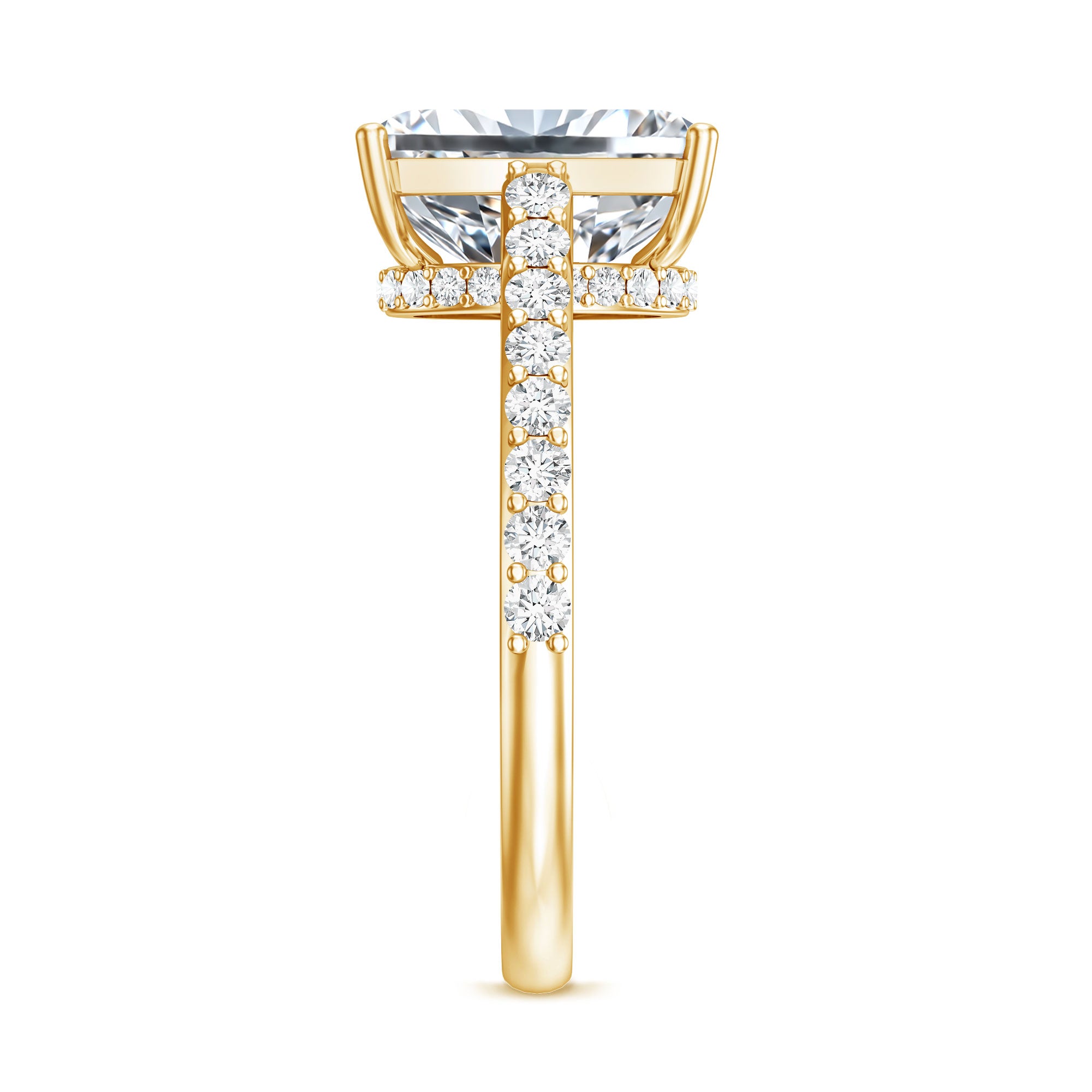 Rosec Jewels-3 Carat Radiant Cut Lab Grown Diamond Hidden Halo Engagement Ring with IGI Certificate